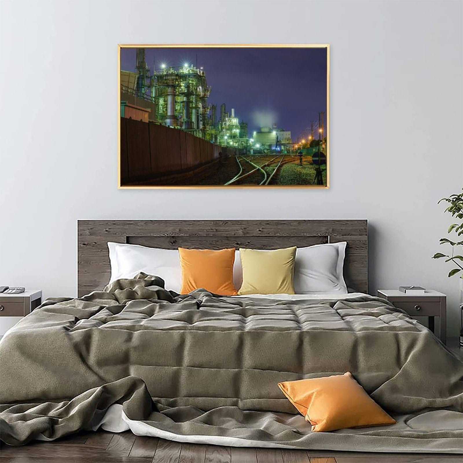 Amazon.co.jp: 絵画 神奈川県 川崎 工場夜景 アートパネル ポスター